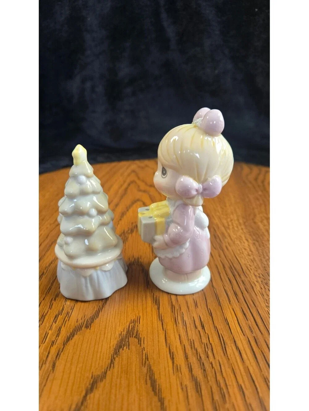 Precious Moments Porcelain Christmas Salt and Pepper Shakers